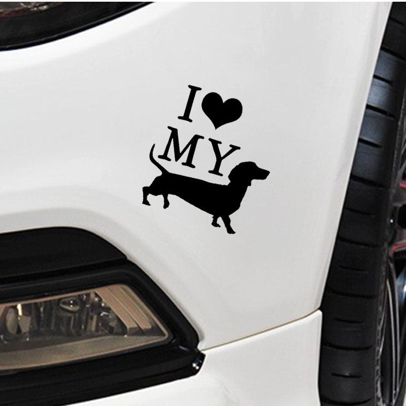 10cm*11cm I Love My Weiner Dog Vinyl Car Window Bumper Car Sticker Car Styling Decorative Decal Fashion Accessories