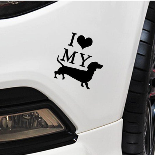 10cm*11cm I Love My Weiner Dog Vinyl Car Window Bumper Car Sticker Car Styling Decorative Decal Fashion Accessories