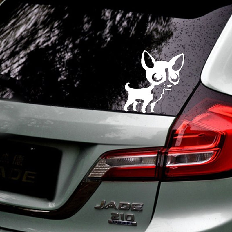 14CM*15.3CM Chihuahua Cute Dog Car Styling Vinyl Car Decal Funny Car Sticker 6 Colors