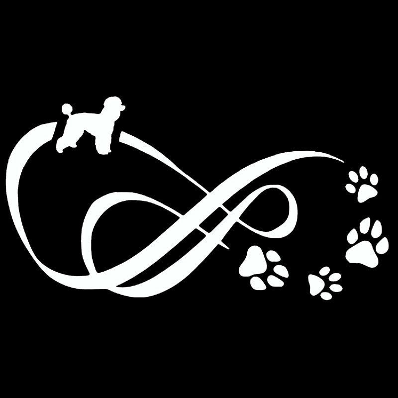 14.5cm*7.7cm Poodle Dog Paw Print Vinyl Decal Car Stickers Car Styling Bumper Decoration 6 Colors