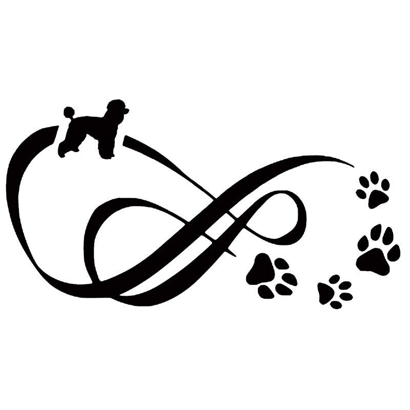 14.5cm*7.7cm Poodle Dog Paw Print Vinyl Decal Car Stickers Car Styling Bumper Decoration 6 Colors