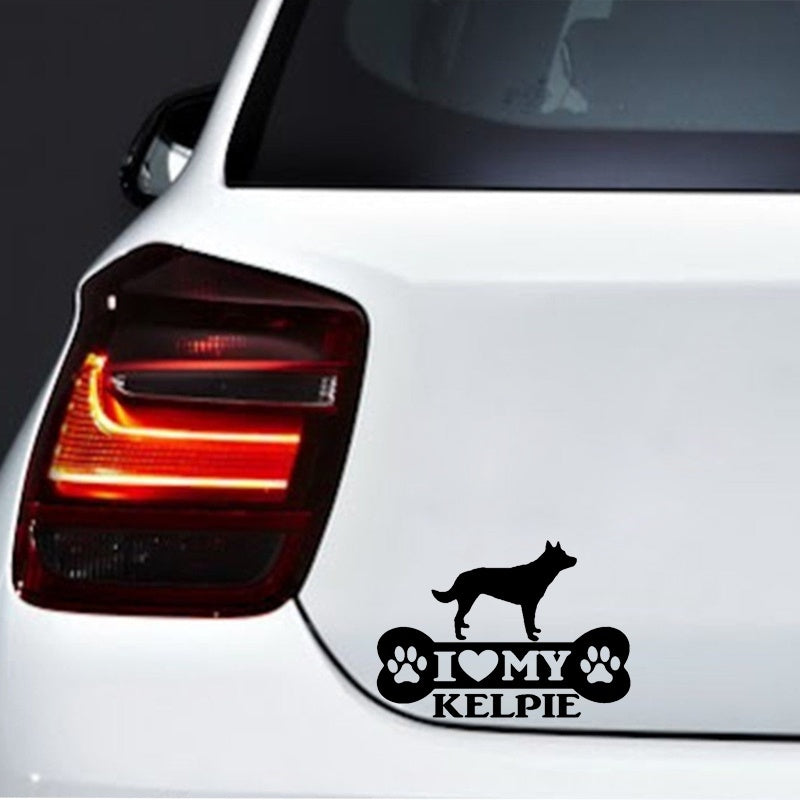 15cm*10.5cm I LOVE MY DOG KELPIE Bone Creative Vinyl Car Sticker Decals 6 Colors