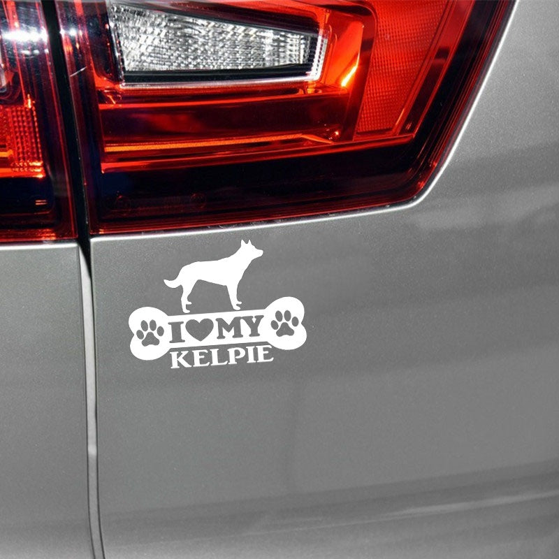 15cm*10.5cm I LOVE MY DOG KELPIE Bone Creative Vinyl Car Sticker Decals 6 Colors