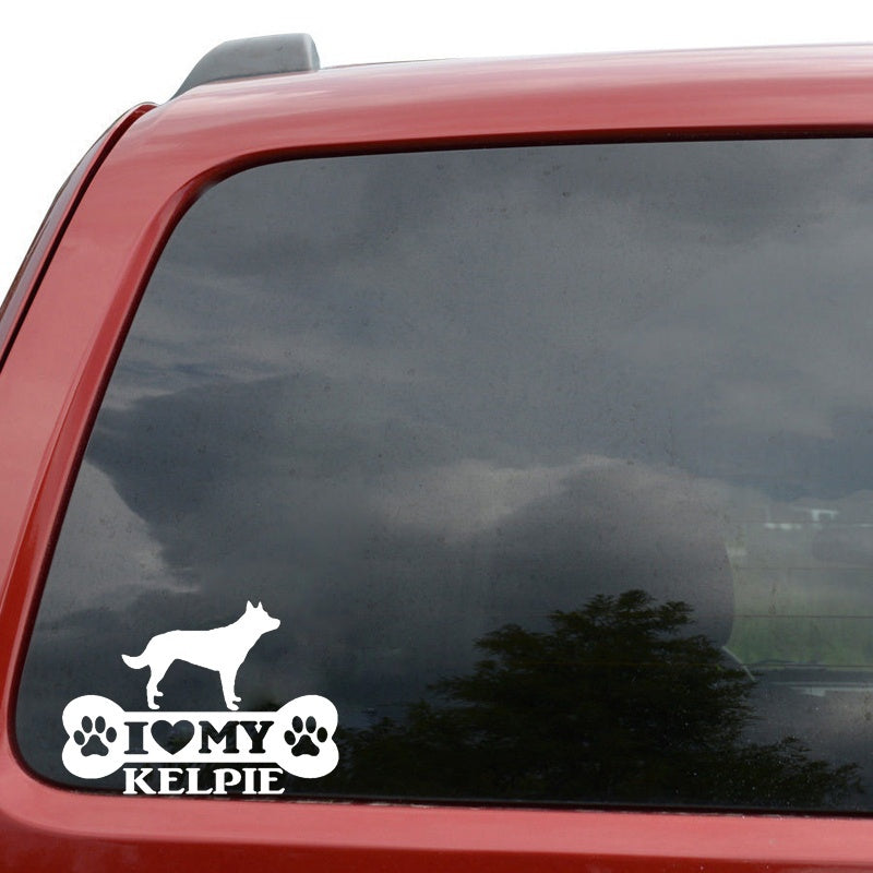 15cm*10.5cm I LOVE MY DOG KELPIE Bone Creative Vinyl Car Sticker Decals 6 Colors