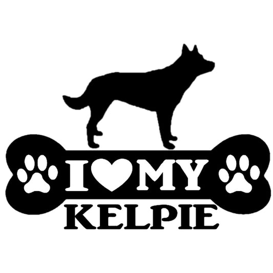 15cm*10.5cm I LOVE MY DOG KELPIE Bone Creative Vinyl Car Sticker Decals 6 Colors