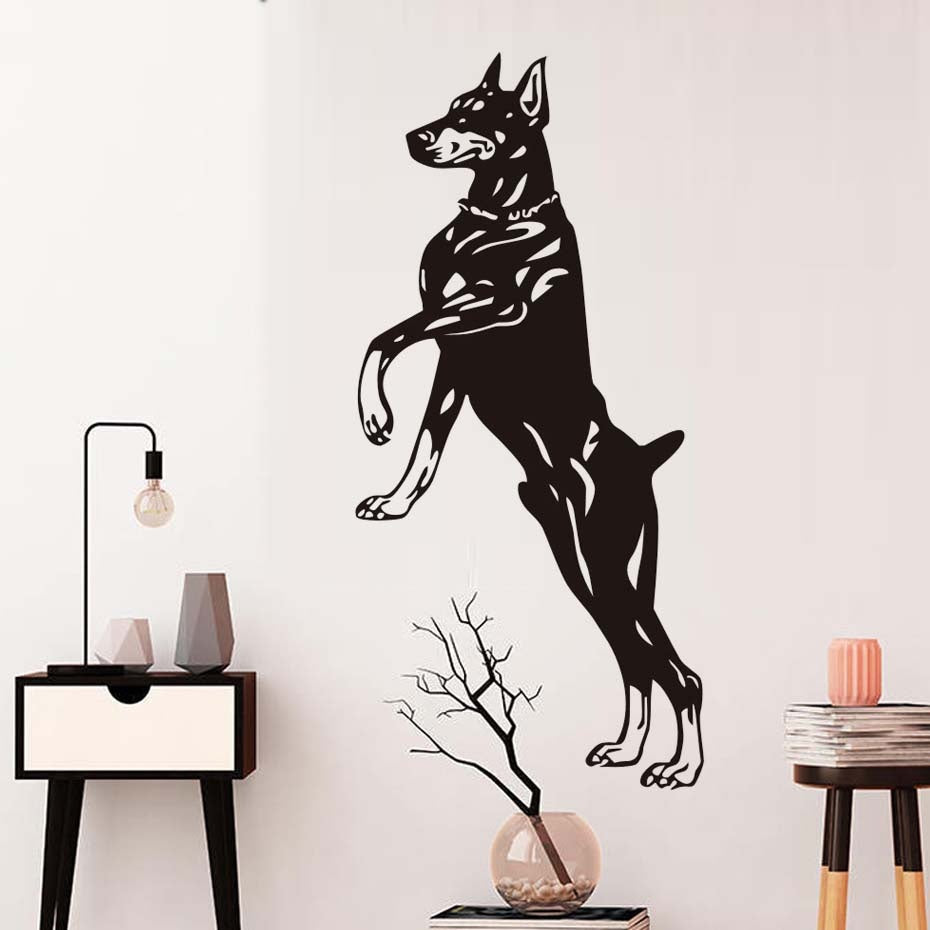 9.3CM*19.7CM Jumping Doberman Dog Animals Vinyl Wall Sticker Removable Art Car Decals 6 Colors