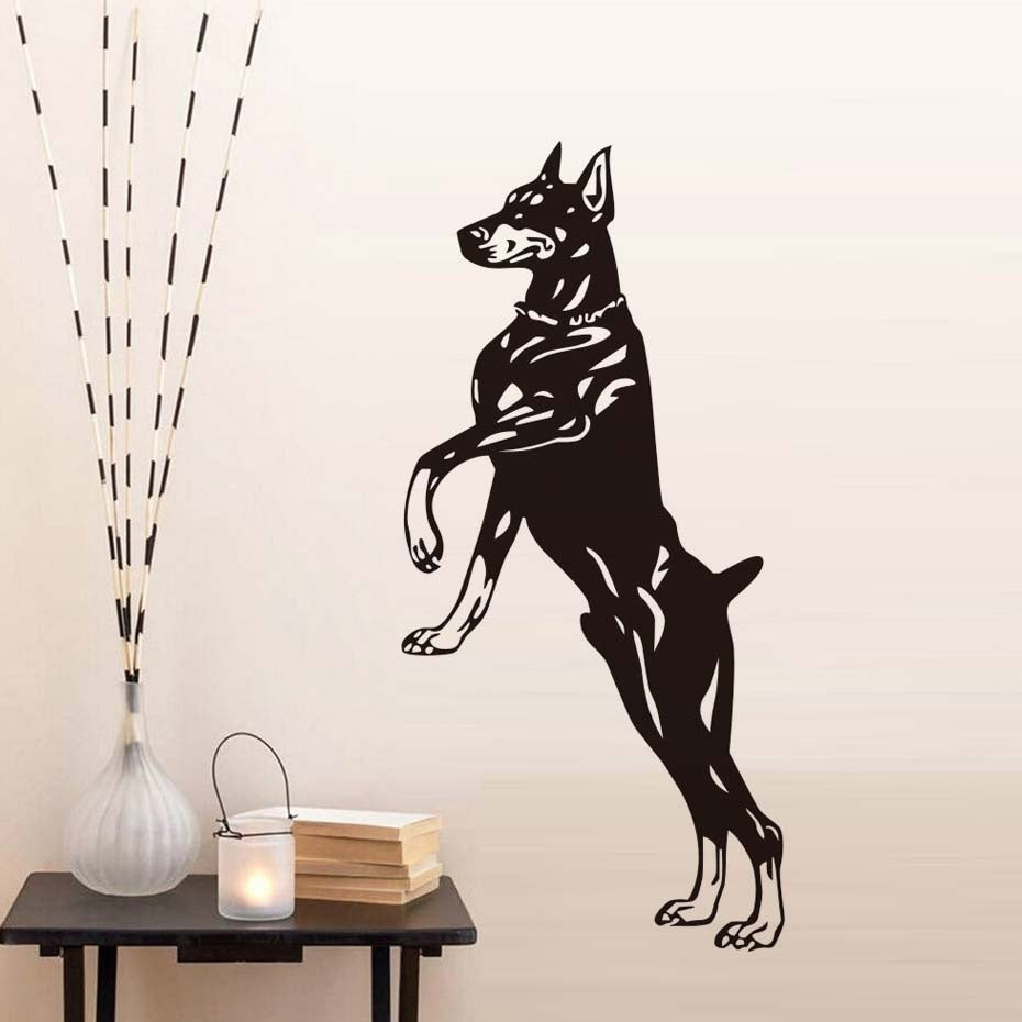 9.3CM*19.7CM Jumping Doberman Dog Animals Vinyl Wall Sticker Removable Art Car Decals 6 Colors