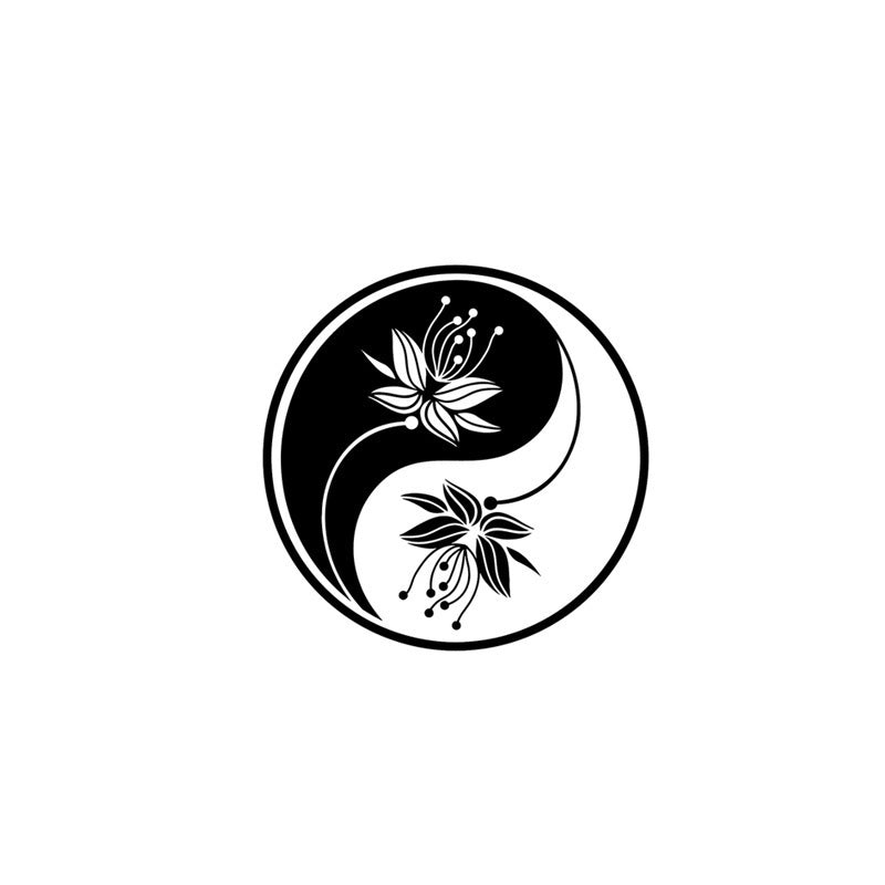 15cm*15cm Beautiful Flowers Yin Yang Vinyl Car Motorcycle Sticker Decal Car Decoration Accessories