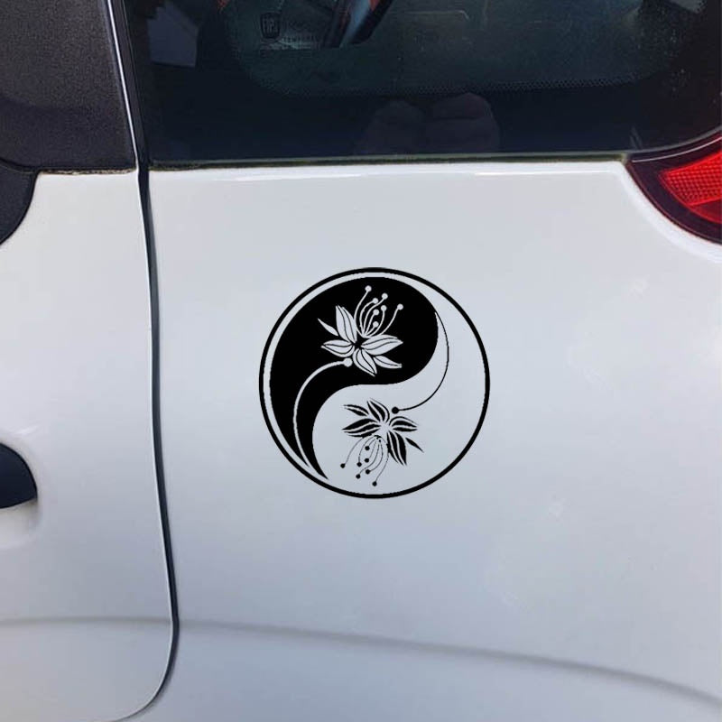 15cm*15cm Beautiful Flowers Yin Yang Vinyl Car Motorcycle Sticker Decal Car Decoration Accessories