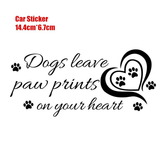 14.4cm*6.7cm Dogs Leave Paw Prints on Your Heart Car-Styling Decor Vinyl Car Sticker Automobiles Motorcycles Decals 6 Colors