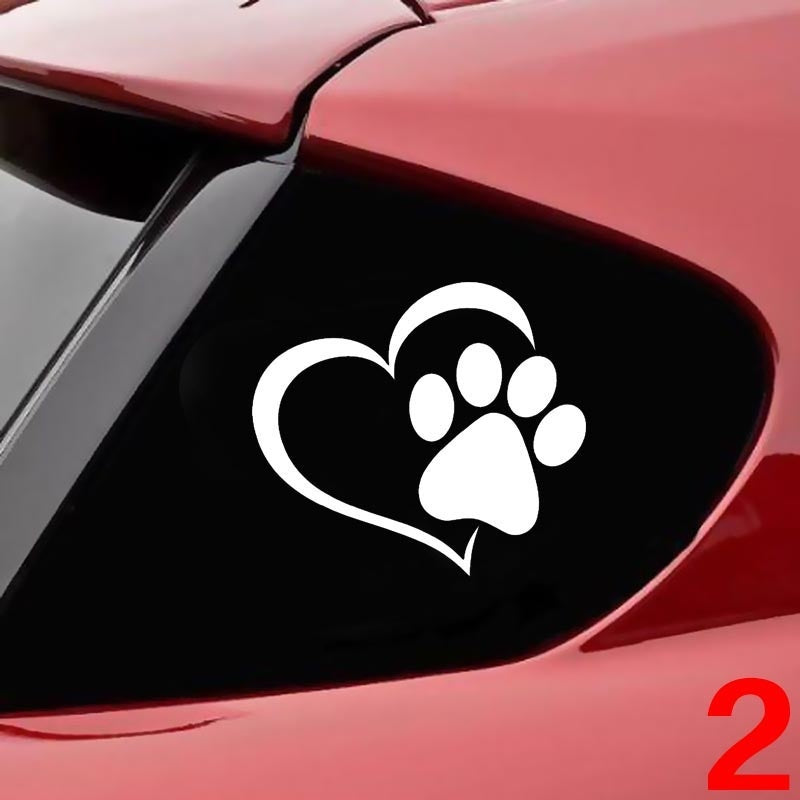 9.3cm*11cm Lovely Pet Paw Print with Heart Dog Cat Vinyl Decal Car Window Bumper Car Sticker
