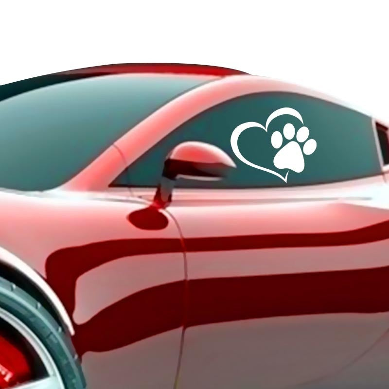 9.3cm*11cm Lovely Pet Paw Print with Heart Dog Cat Vinyl Decal Car Window Bumper Car Sticker