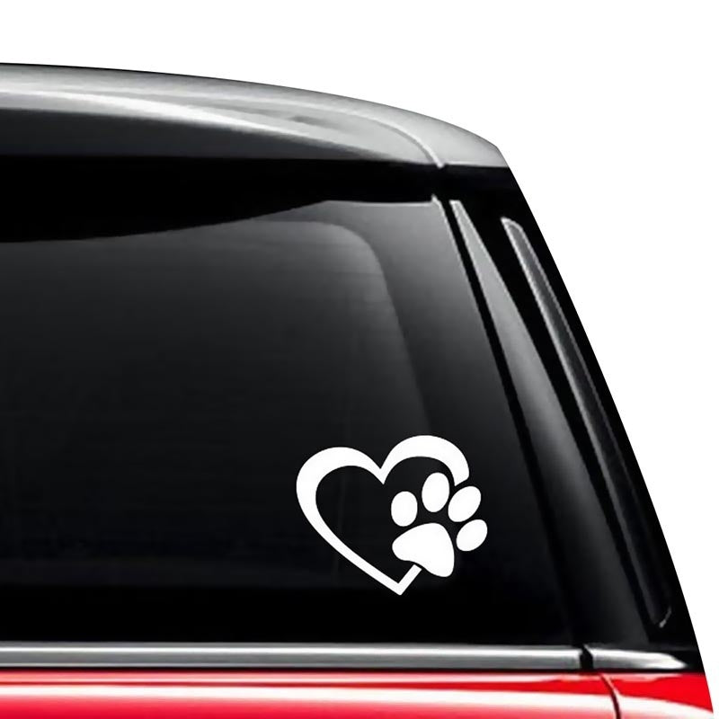 9.3cm*11cm Lovely Pet Paw Print with Heart Dog Cat Vinyl Decal Car Window Bumper Car Sticker