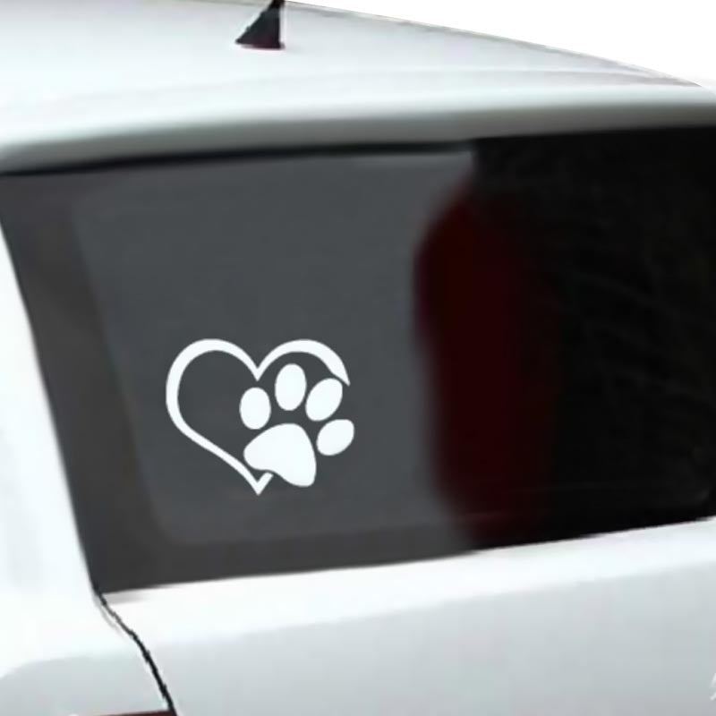 9.3cm*11cm Lovely Pet Paw Print with Heart Dog Cat Vinyl Decal Car Window Bumper Car Sticker