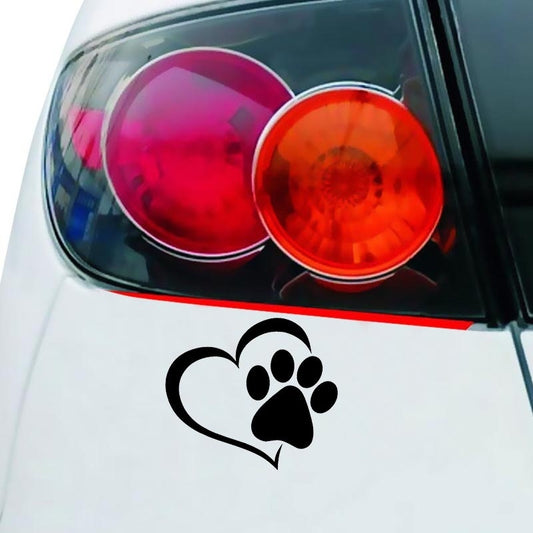 9.3cm*11cm Lovely Pet Paw Print with Heart Dog Cat Vinyl Decal Car Window Bumper Car Sticker