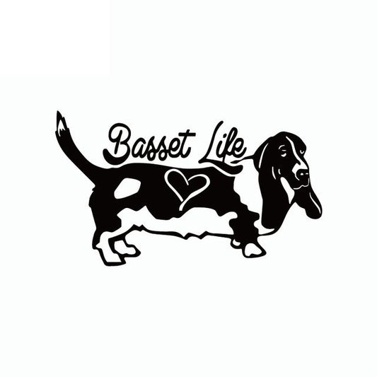 20CM*11.8CM Creative Cartoon Dog Car Sticker Basset Life Vinyl Car Decal for Car Body Decoration 6 Colors