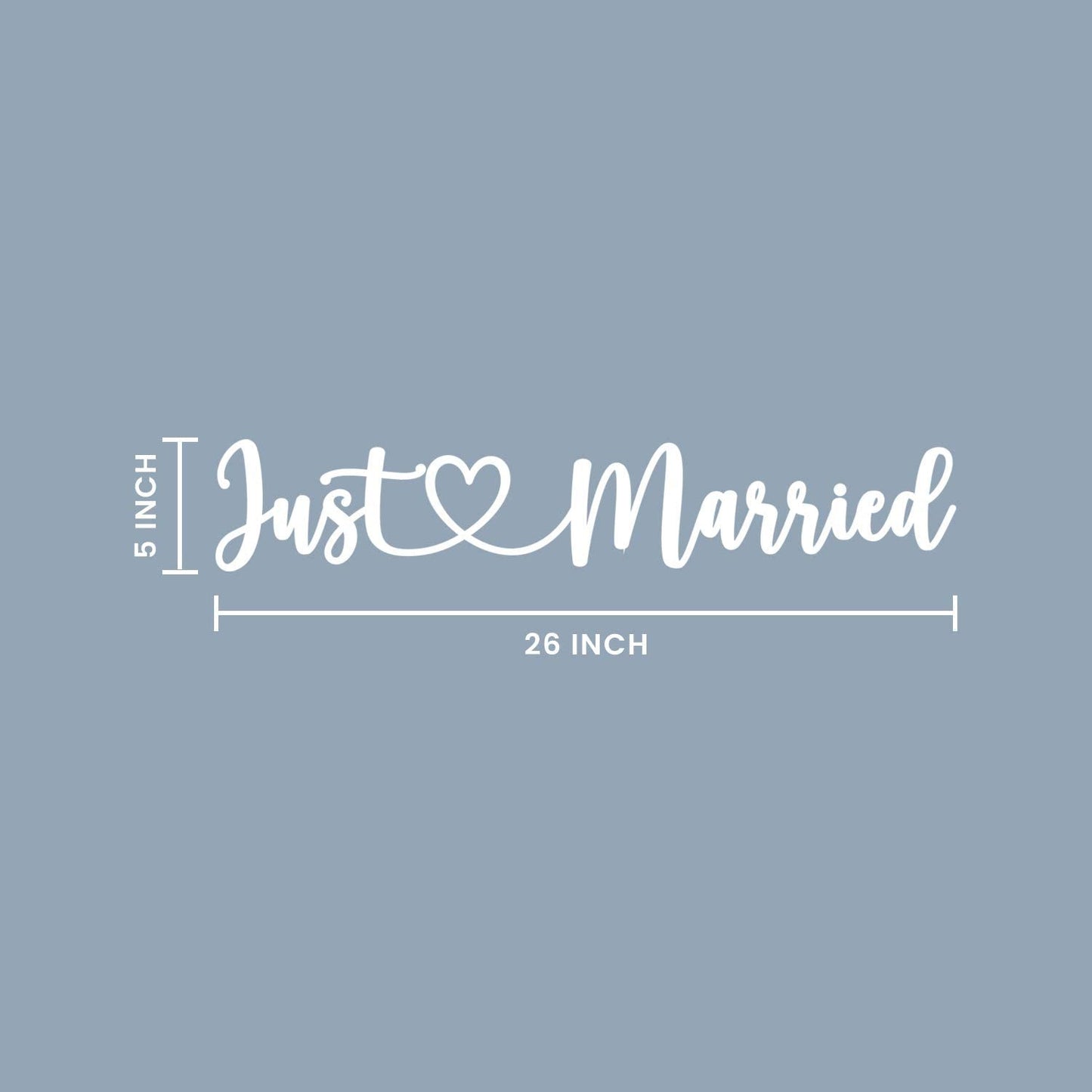 Vinyl Decal 26X5 Just Married Car Decorations, Removable, Elegant Just Married Decorations Car Sticker