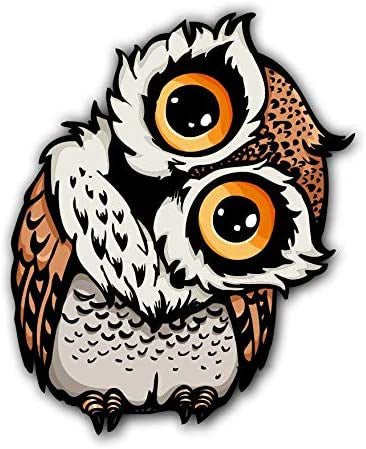 3.7" wide x 4.5 inches Vinyl Graphics Owl Staring Sticker/Decal Car Sticker