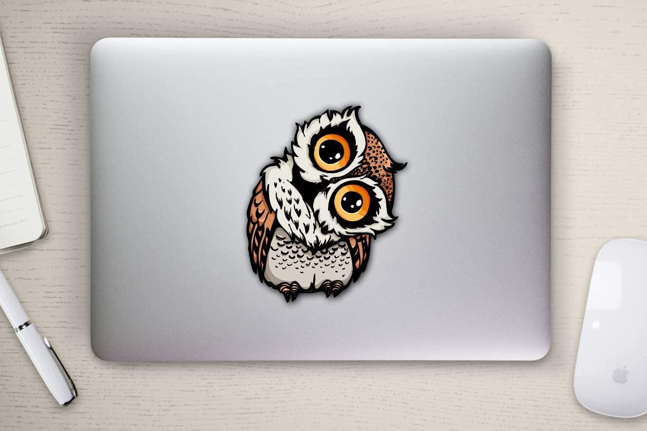 3.7" wide x 4.5 inches Vinyl Graphics Owl Staring Sticker/Decal Car Sticker