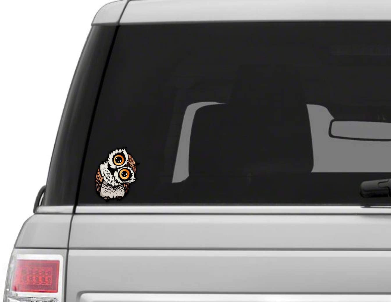 3.7" wide x 4.5 inches Vinyl Graphics Owl Staring Sticker/Decal Car Sticker