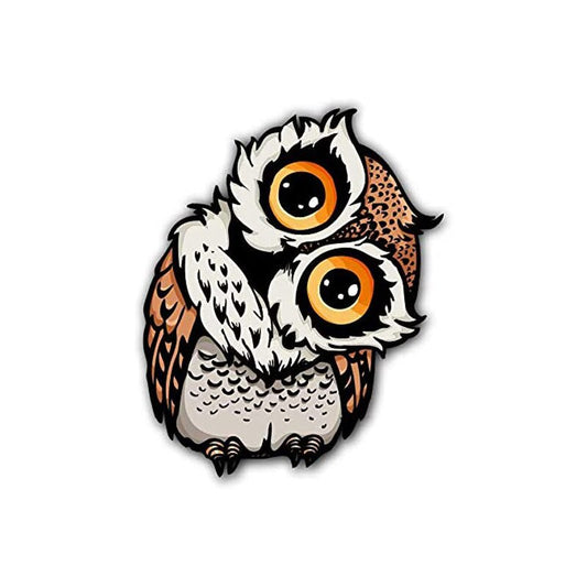 3.7" wide x 4.5 inches Vinyl Graphics Owl Staring Sticker/Decal Car Sticker