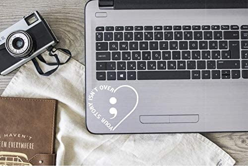 4.5 x 4.1 inch Your Story Isn’t Over Semicolon Heart Vinyl Decal | White | for Car Windows, Tablets, Water Bottles