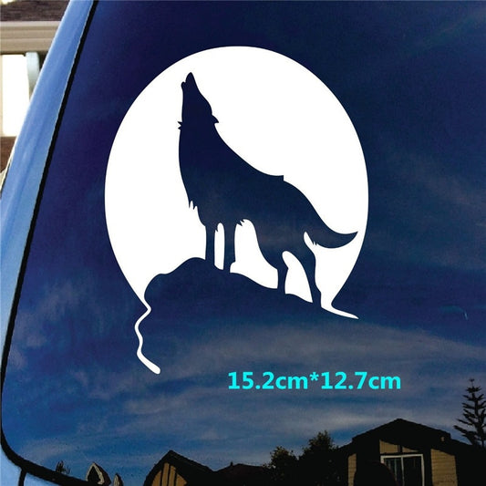 15.2cm*12.7cm Wolf Animal Moon Window Stickers Vinyl Decals Car Sticker Decoration Car Accessories 6 Colors