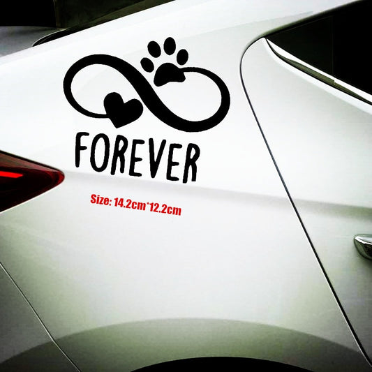 14.2cm*12.2cm Pets Lover Forever with Heart and Paw Window Car Sticker Decal Vinyl Computers Diy Decor 6 Colors