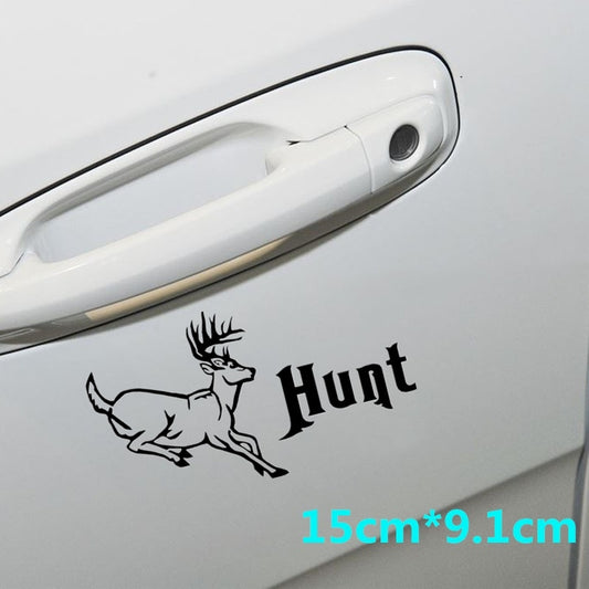 15cm*9.1cm Funny Deer Hunt Car Sticker Car-Styling Vinyl Decals Home Decoration Stickers Wall Sticker