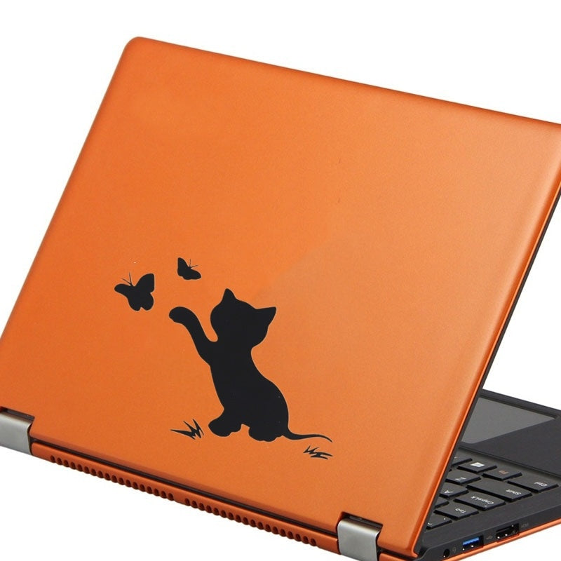 14.3cm*10.9cm Cat Playing with Butterflies Car Sticker Vinyl Decal Home Decoration Laptop Wall Sticker