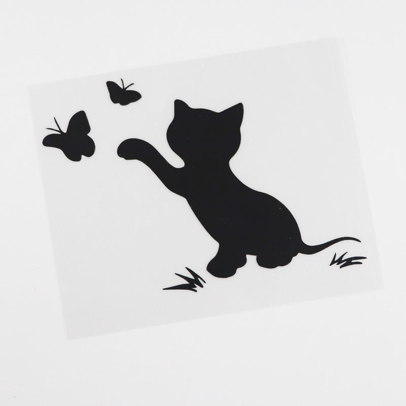 14.3cm*10.9cm Cat Playing with Butterflies Car Sticker Vinyl Decal Home Decoration Laptop Wall Sticker