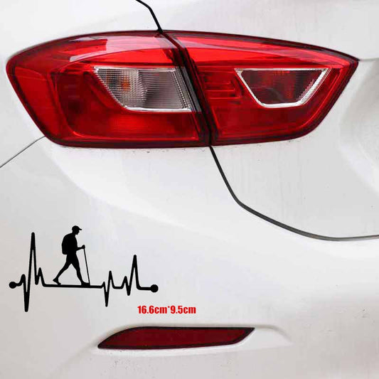 16.6cm*9.5cm Guy Hiker Hiking Heartbeat Lifeline Vinyl Car Sticker Car Window Door Decor 6 Colors