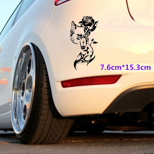 7.6cm*15.3cm Fashion Animal Wolf Car Sticker Car Window Decal Home Decoration Vinyl Stickers