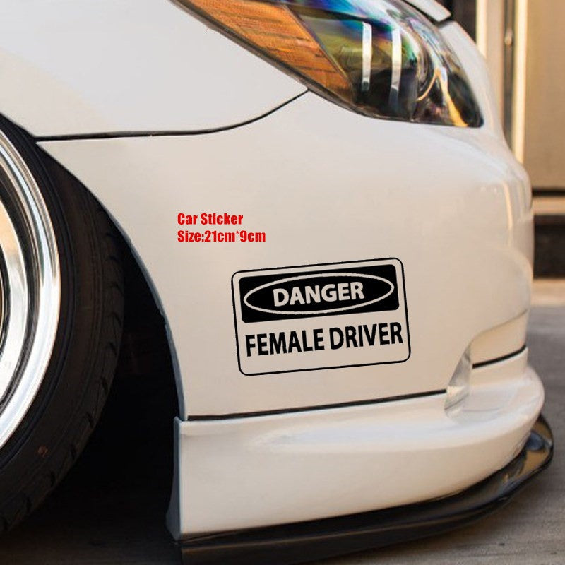 21cm*9cm Personality Car Sticker Danger Female Driver Car Window Accessories Waterproof Cover Scratches Funny Decal 6 Colors
