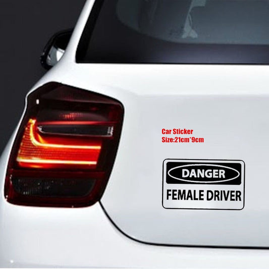 21cm*9cm Personality Car Sticker Danger Female Driver Car Window Accessories Waterproof Cover Scratches Funny Decal 6 Colors