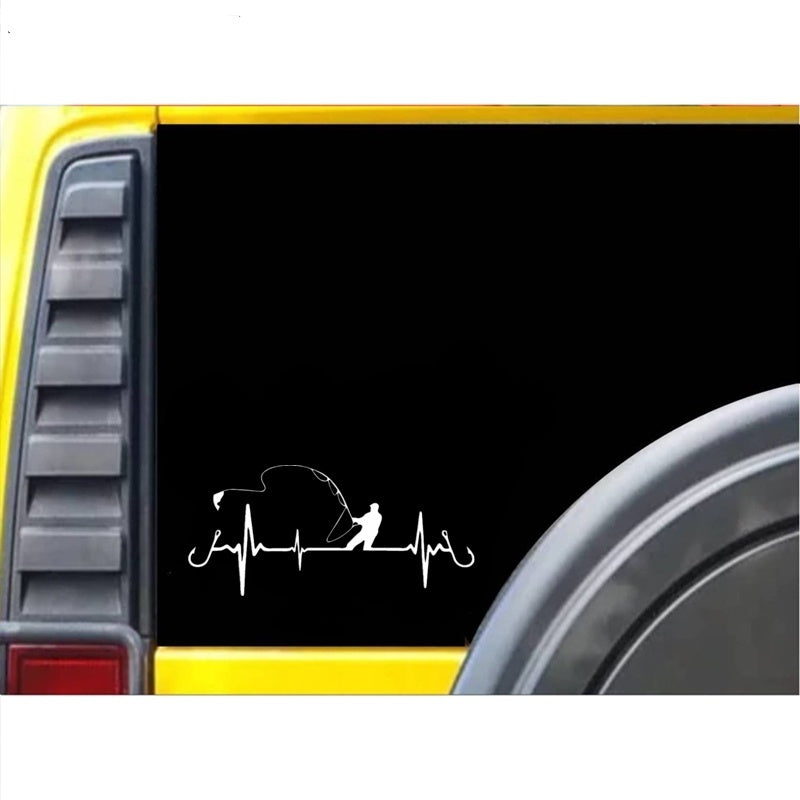 16.7cm*7.7cm Car Sticker Heart Fishing Car Sticker Car Window Decal Home Decoration Vinyl Stickers