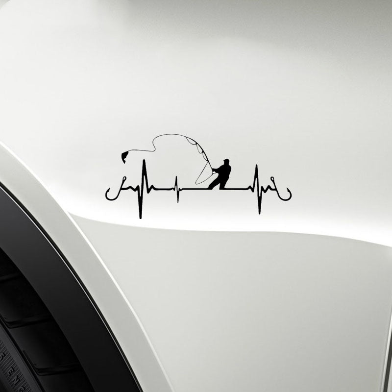 16.7cm*7.7cm Car Sticker Heart Fishing Car Sticker Car Window Decal Home Decoration Vinyl Stickers
