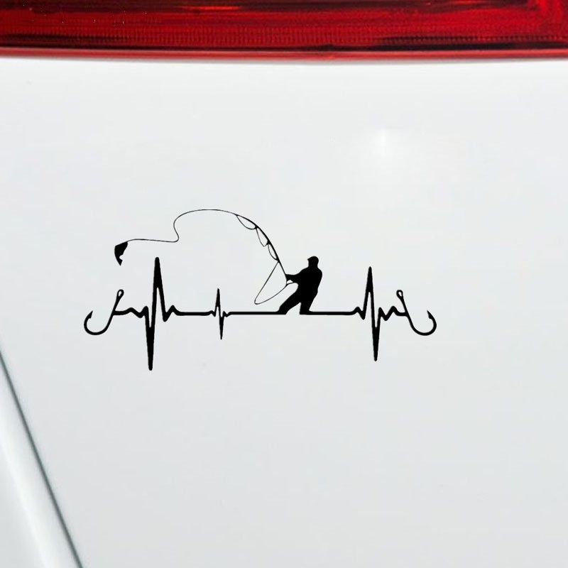 16.7cm*7.7cm Car Sticker Heart Fishing Car Sticker Car Window Decal Home Decoration Vinyl Stickers