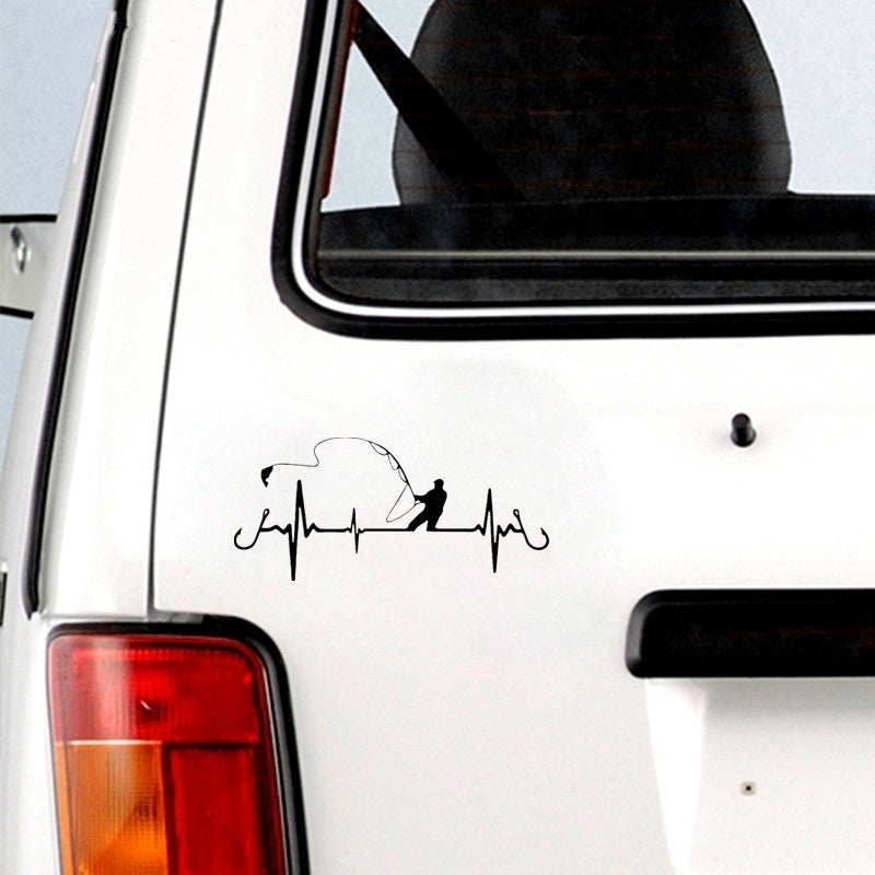 16.7cm*7.7cm Car Sticker Heart Fishing Car Sticker Car Window Decal Home Decoration Vinyl Stickers