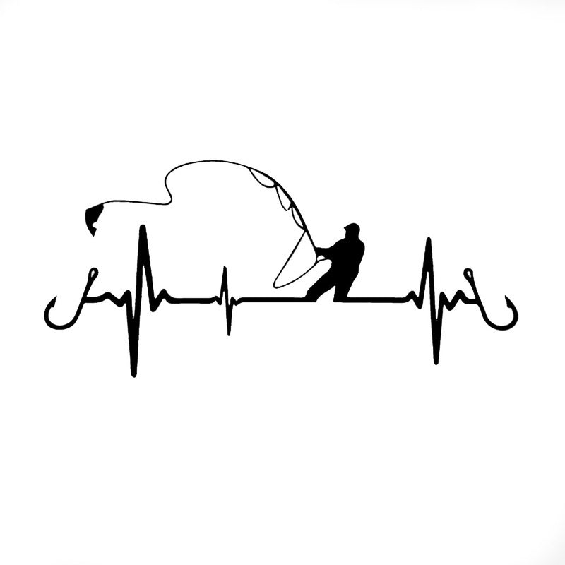 16.7cm*7.7cm Car Sticker Heart Fishing Car Sticker Car Window Decal Home Decoration Vinyl Stickers