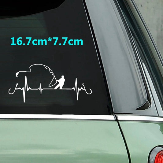 16.7cm*7.7cm Car Sticker Heart Fishing Car Sticker Car Window Decal Home Decoration Vinyl Stickers