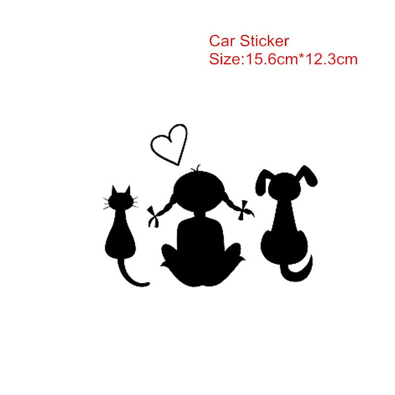 15.6cm*12.3cm Baby Girl Dog Cat Car Sticker Vinyl Decal Rear Windshield Decal Decoration