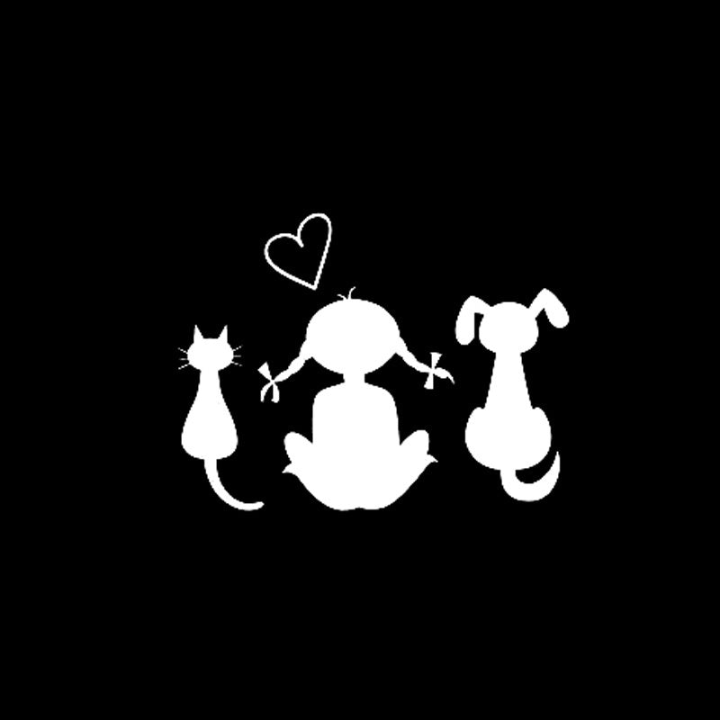 15.6cm*12.3cm Baby Girl Dog Cat Car Sticker Vinyl Decal Rear Windshield Decal Decoration