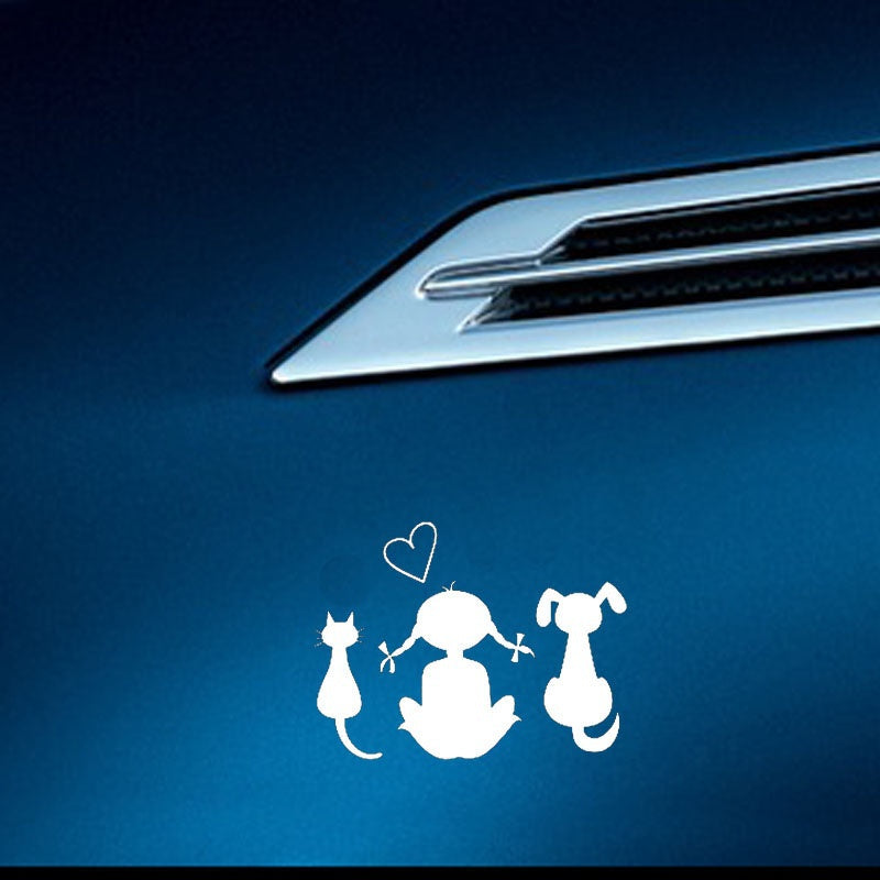 15.6cm*12.3cm Baby Girl Dog Cat Car Sticker Vinyl Decal Rear Windshield Decal Decoration