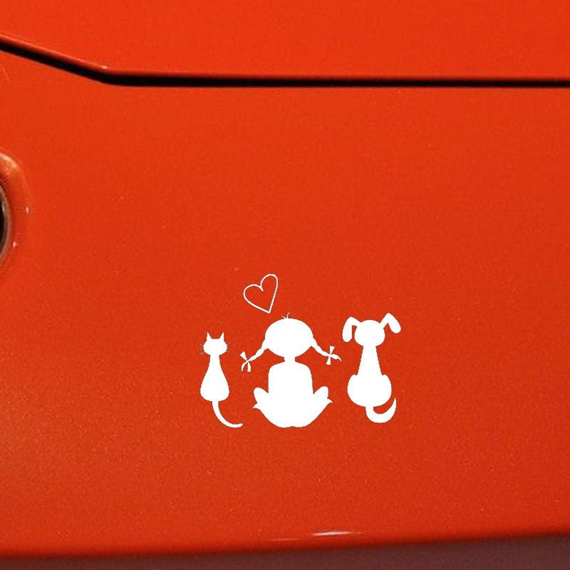 15.6cm*12.3cm Baby Girl Dog Cat Car Sticker Vinyl Decal Rear Windshield Decal Decoration