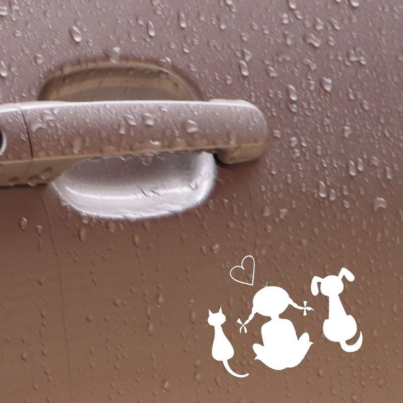 15.6cm*12.3cm Baby Girl Dog Cat Car Sticker Vinyl Decal Rear Windshield Decal Decoration