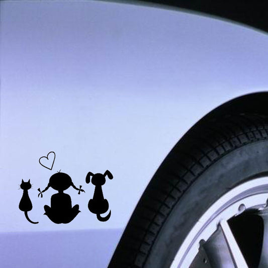 15.6cm*12.3cm Baby Girl Dog Cat Car Sticker Vinyl Decal Rear Windshield Decal Decoration