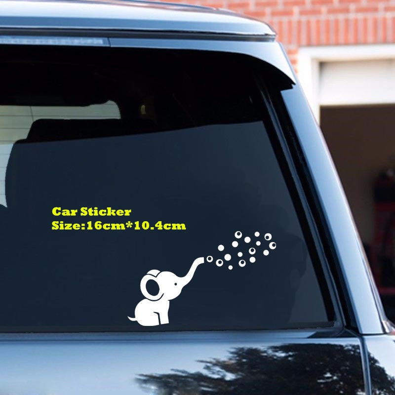 16cm*10.4cm Elephant Funny Car Sticker Personality Animal Car Window Decal Home Decoration Waterproof Vinyl Stickers