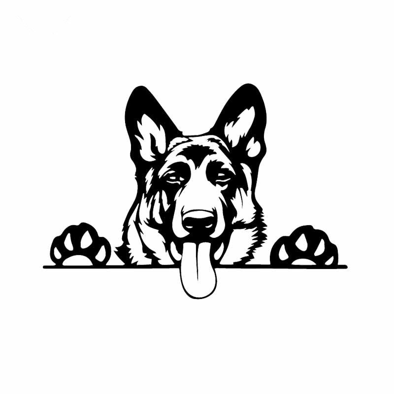 15.5cm*11cm Modern Art Funny Animal Vinyl Car Sticker German Shepherd Dog Decal Laptop Home Decor 6 Colors