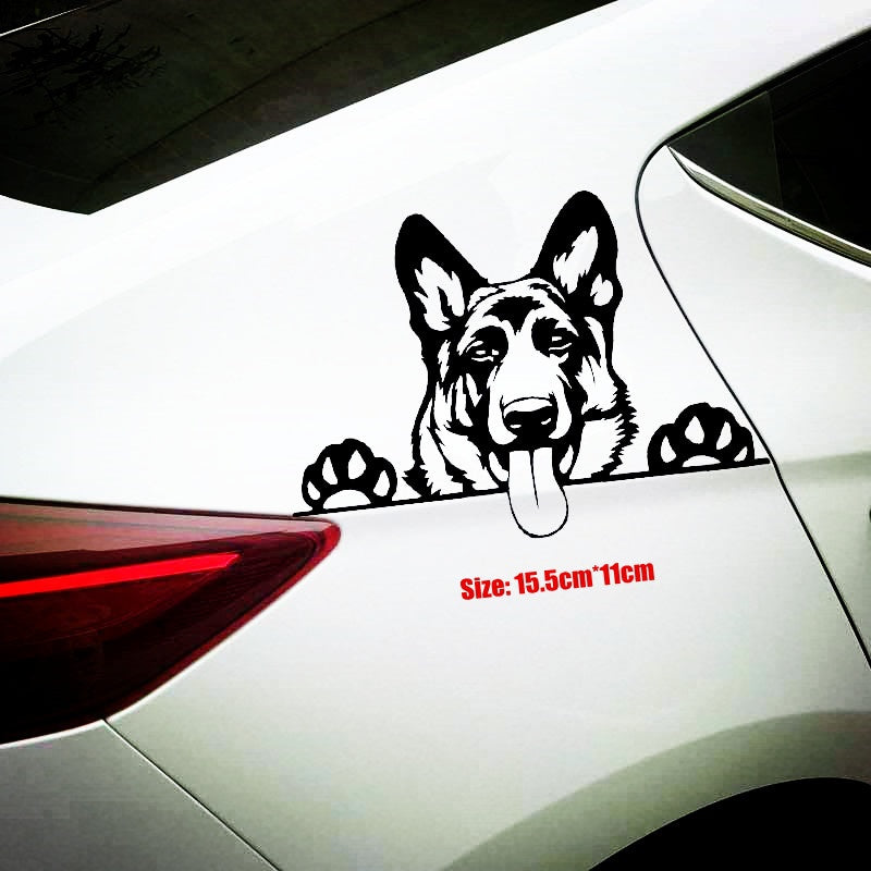 15.5cm*11cm Modern Art Funny Animal Vinyl Car Sticker German Shepherd Dog Decal Laptop Home Decor 6 Colors